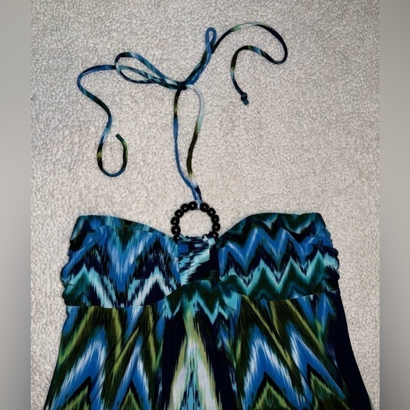 Valerie Bertinelli Boho Chevron Multicolor Maxi Dress Built In Bra Woman Size 6 - Picture 4 of 9